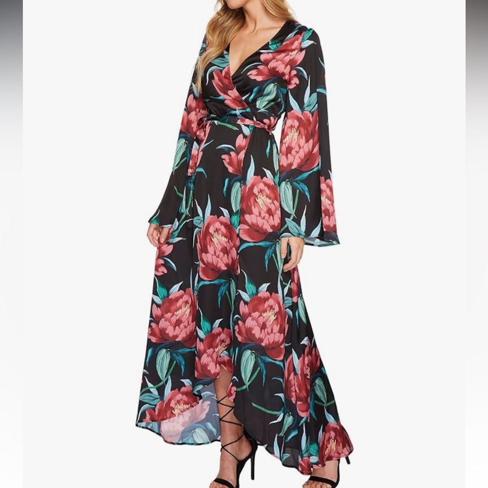 NWT Show Me Your Mumu Anita Wrap Dress ~ in Ruby Bloom Satin